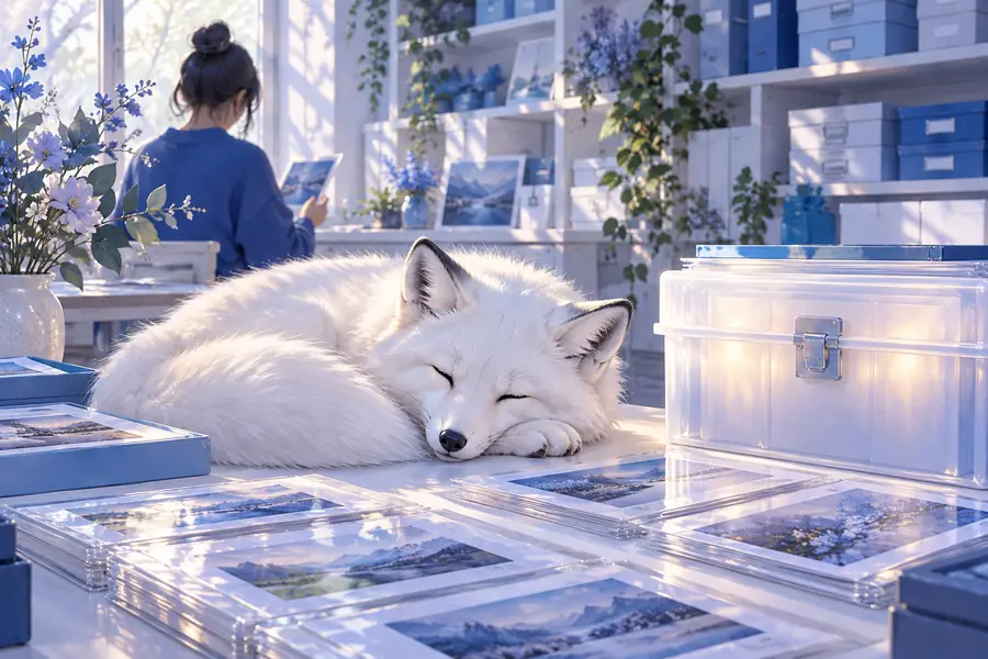Softer illustrative image of a white fox
