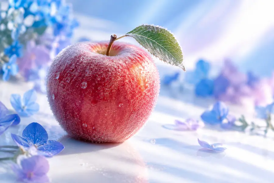 Softer view of a frosted apple before a detail pass