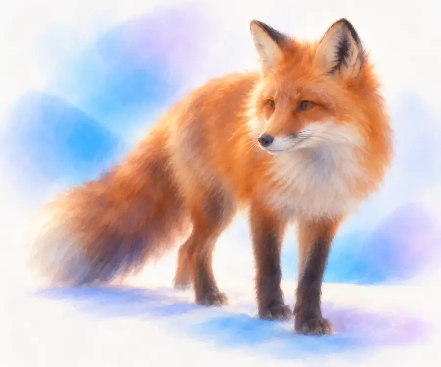 Soft-focus illustration of a fox